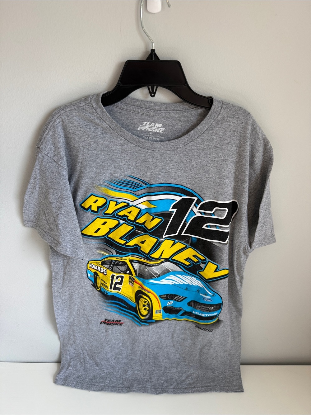 NASCAR Ryan Blaney Grey Racing Graphic Tee